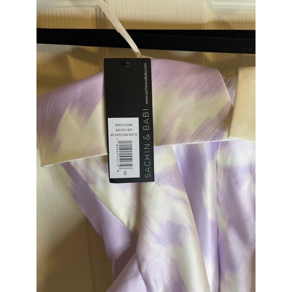 Sachin & Babi Brielle Gown Strapless Scatter Floral Violet Ice Purple Size 0 - Picture 8 of 13